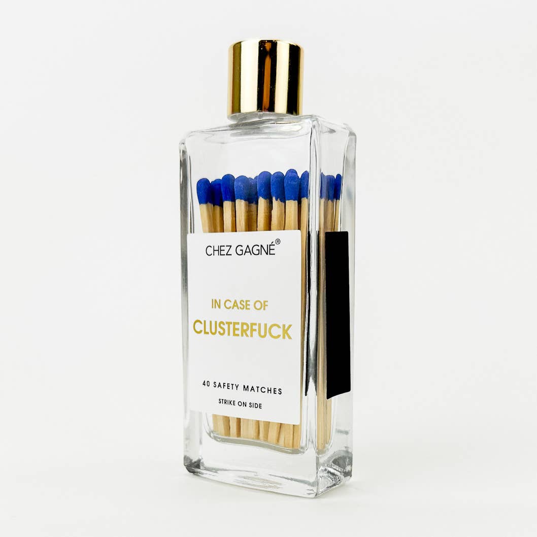 In Case of Clusterfuck Matches - Glass Bottle Matchsticks Royal Blue