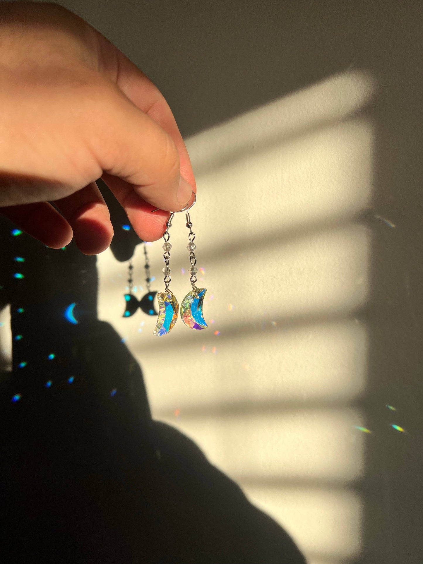 Iridescent Cute Moon Earrings