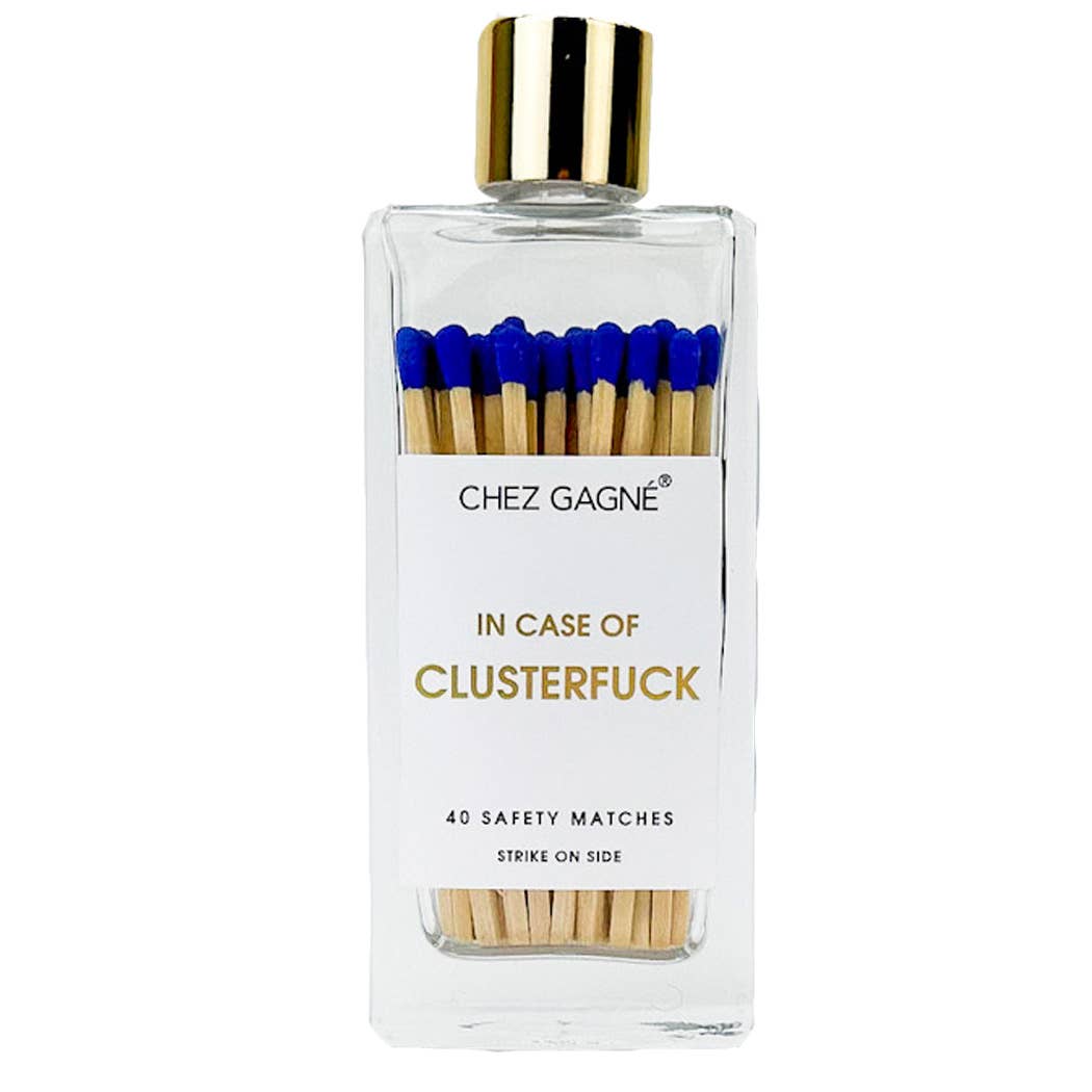 In Case of Clusterfuck Matches - Glass Bottle Matchsticks Royal Blue