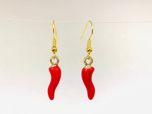 Red Pepper Chili Earrings: Fish Wire