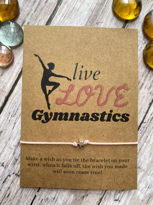 Live love gymnastics wish bracelet: RED