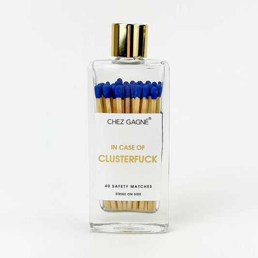 In Case of Clusterfuck Matches - Glass Bottle Matchsticks Royal Blue