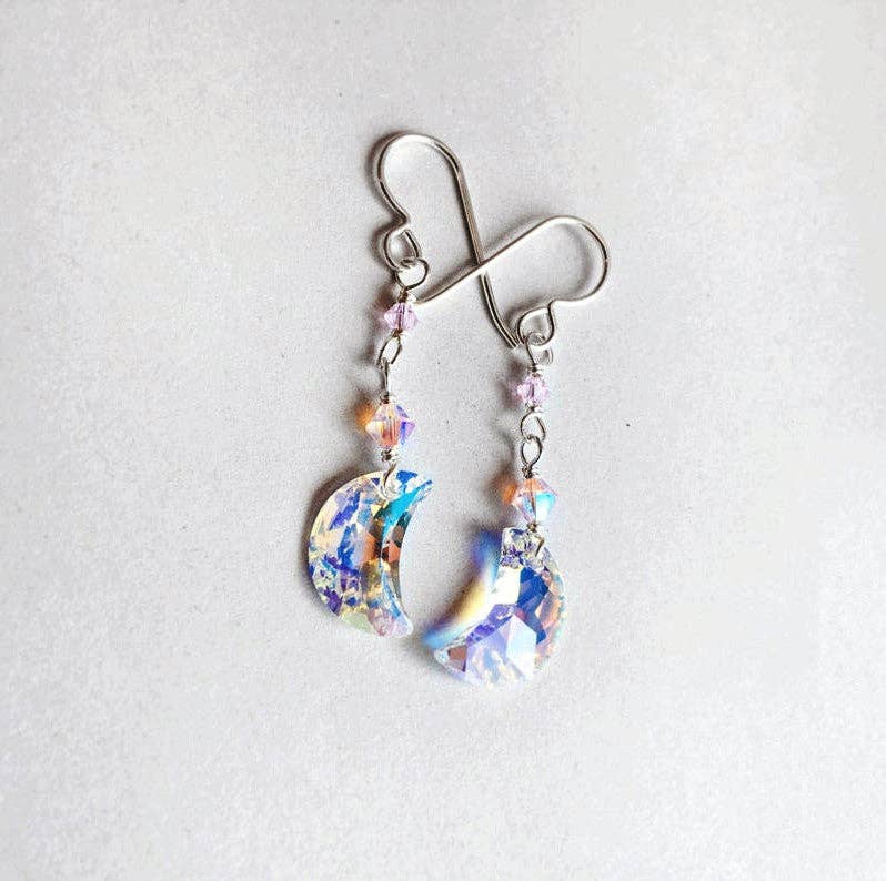 Iridescent Cute Moon Earrings