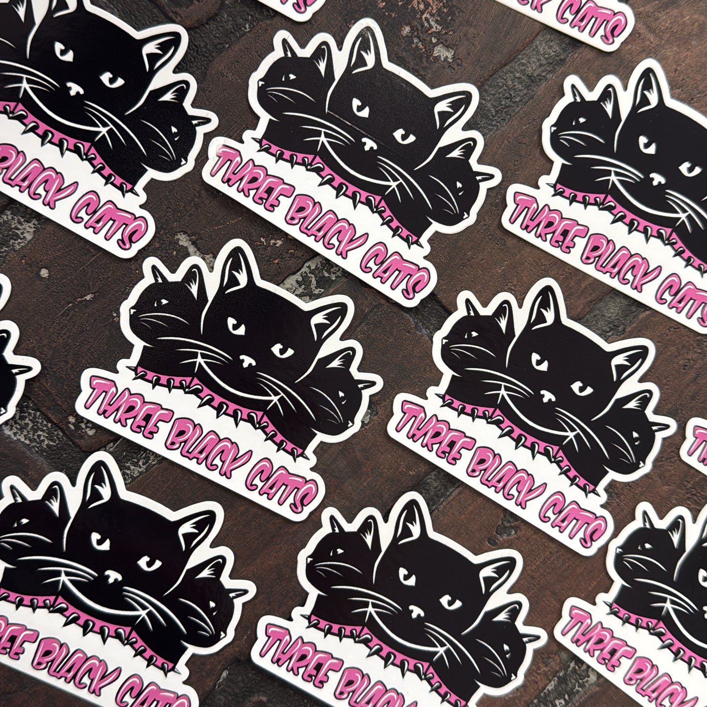 Three Black Cats, 3" Sticker