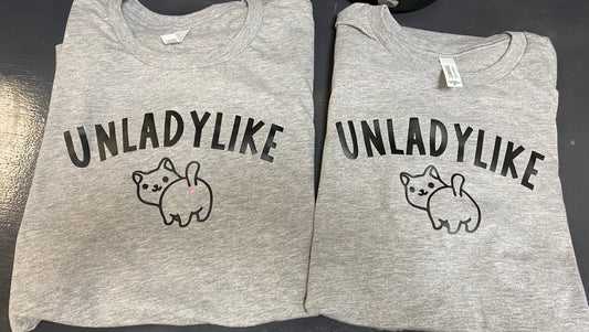 Unladylike cat butthole, Gray T-shirt