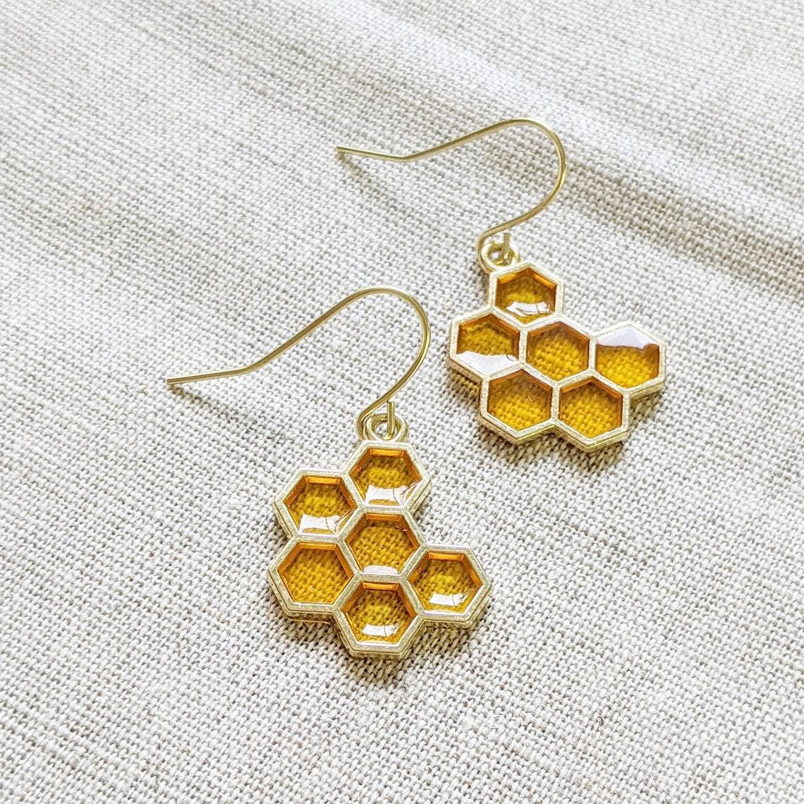 Cute Gold Honeycomb Earrings