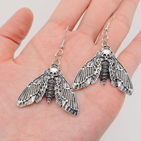 Gothic Skull Moth Earrings - GT