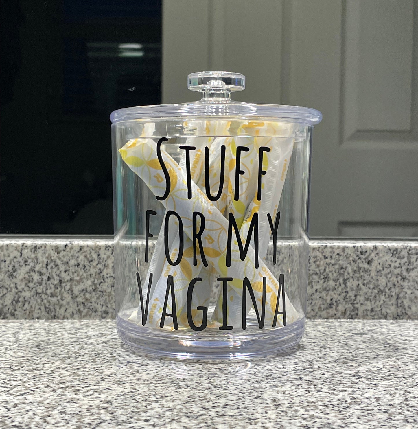 Stuff For My Vagina or Shark Week, 30oz Shatter Proof Acrylic Jar for Bathroom