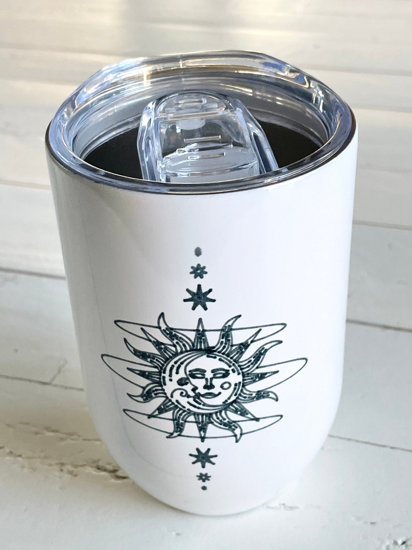 Moon and Sun, 12oz Stainless Steel Wine Travel Tumbler
