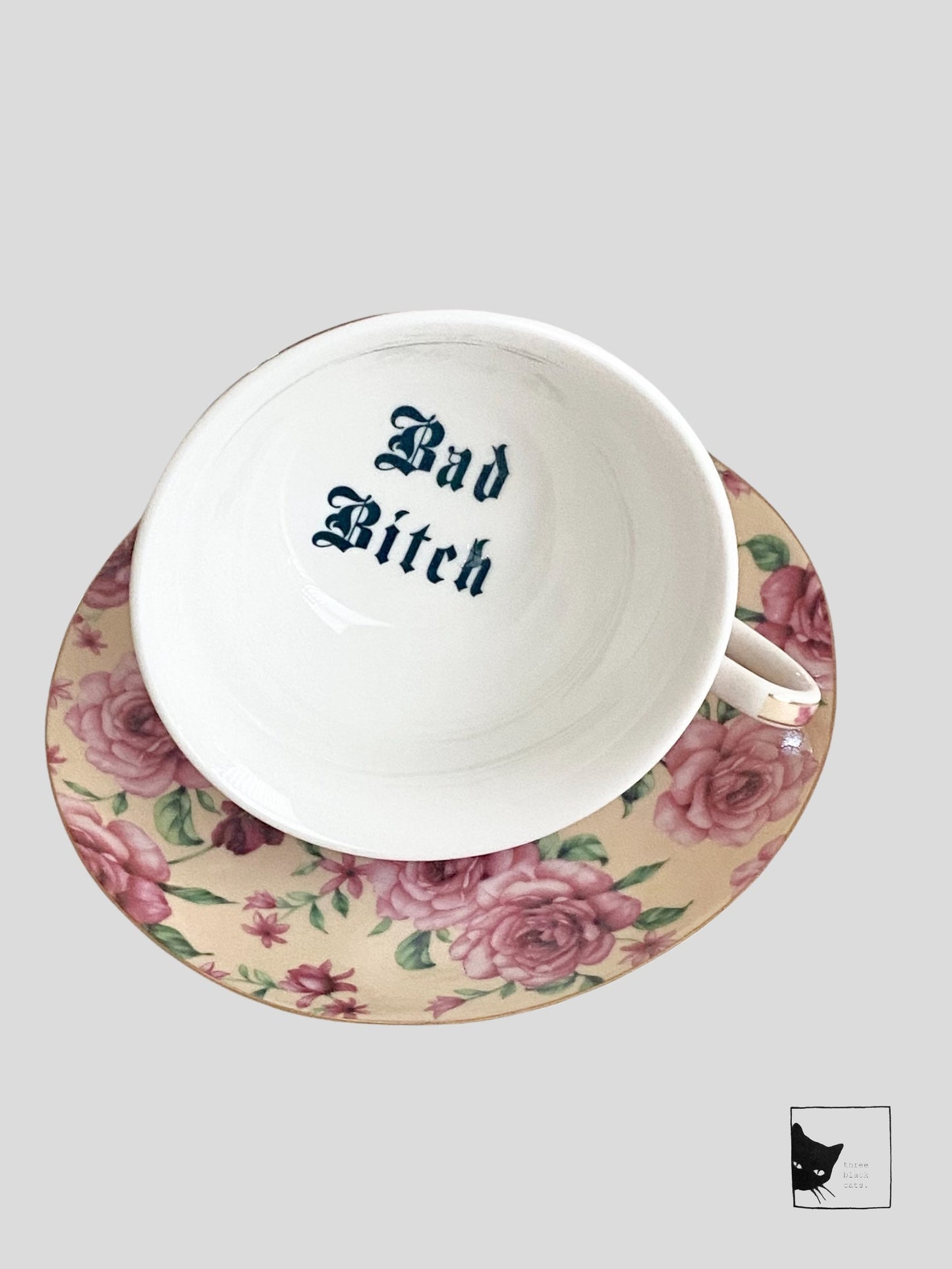 Bad Bitch, Pastel Yellow Tea cup and saucer