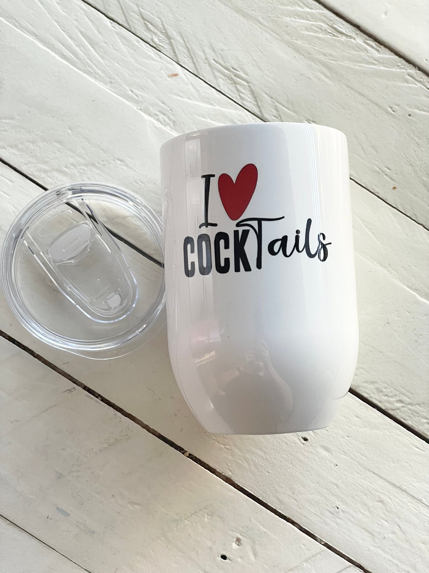 I heart cocktails, 12oz Stainless Steel Wine Travel Tumbler