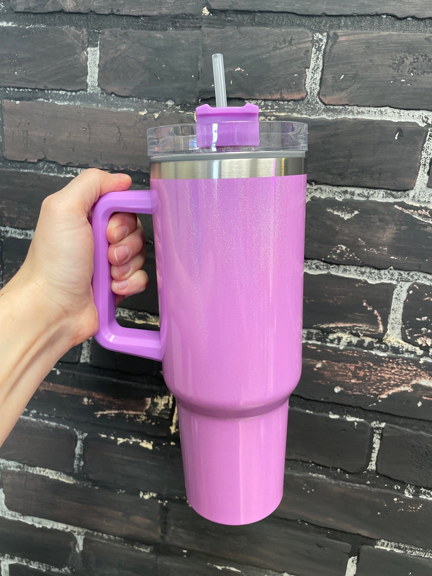 Fancy As Fuck, 40oz Shimmer Tumbler w/handle and straw