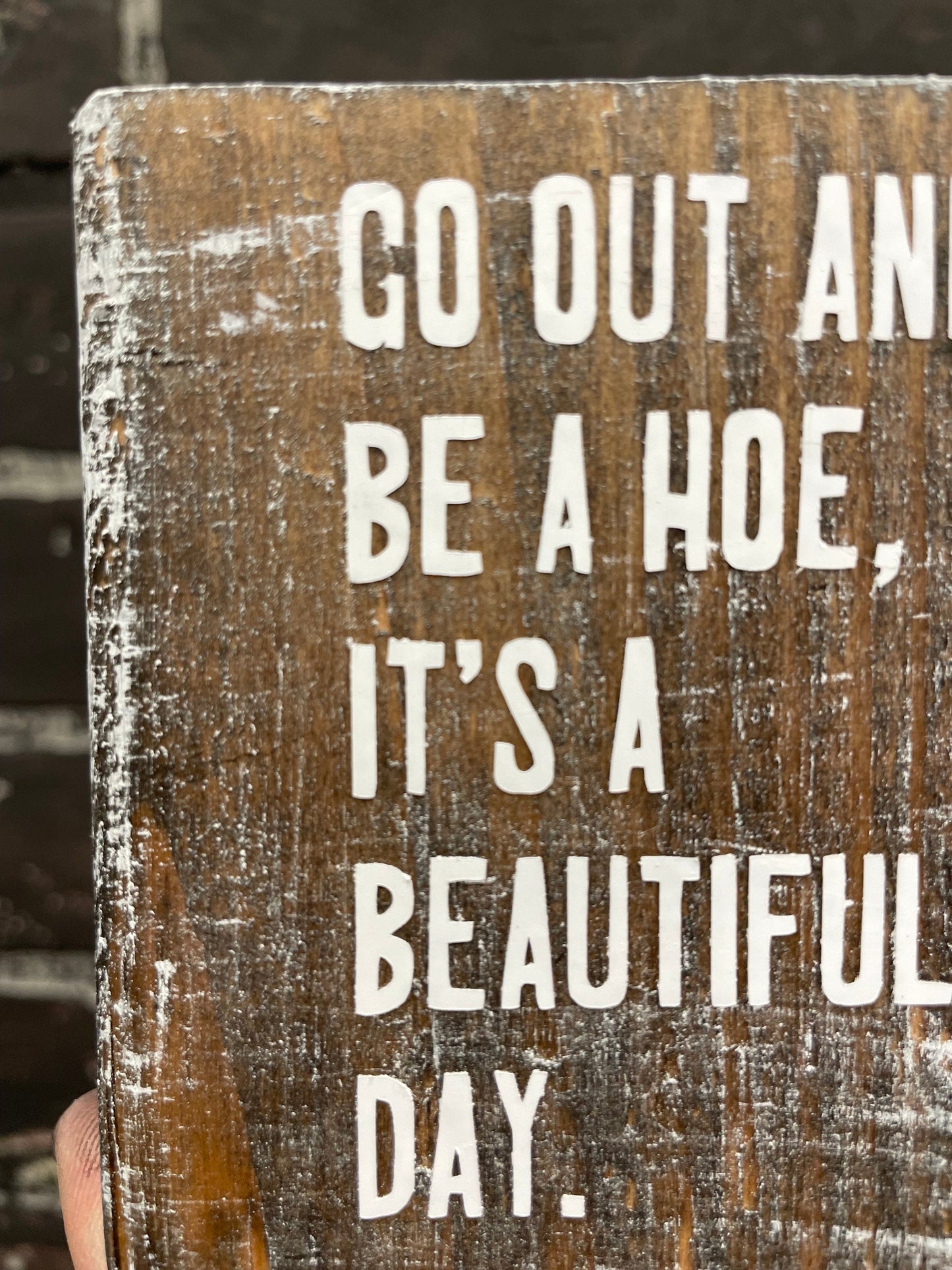 Go Out And Be A Hoe It's  A Beautiful Day, Small Wood Block Sign