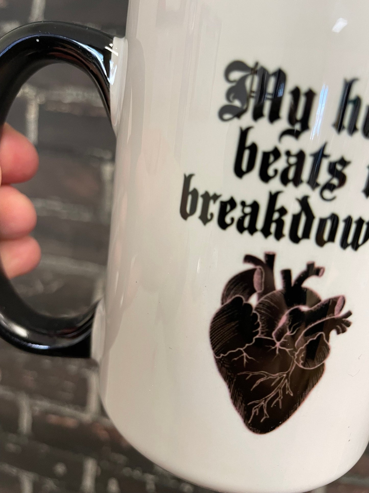 My heart beats in breakdowns, Double sided 15oz dishwasher safe Coffee Mug