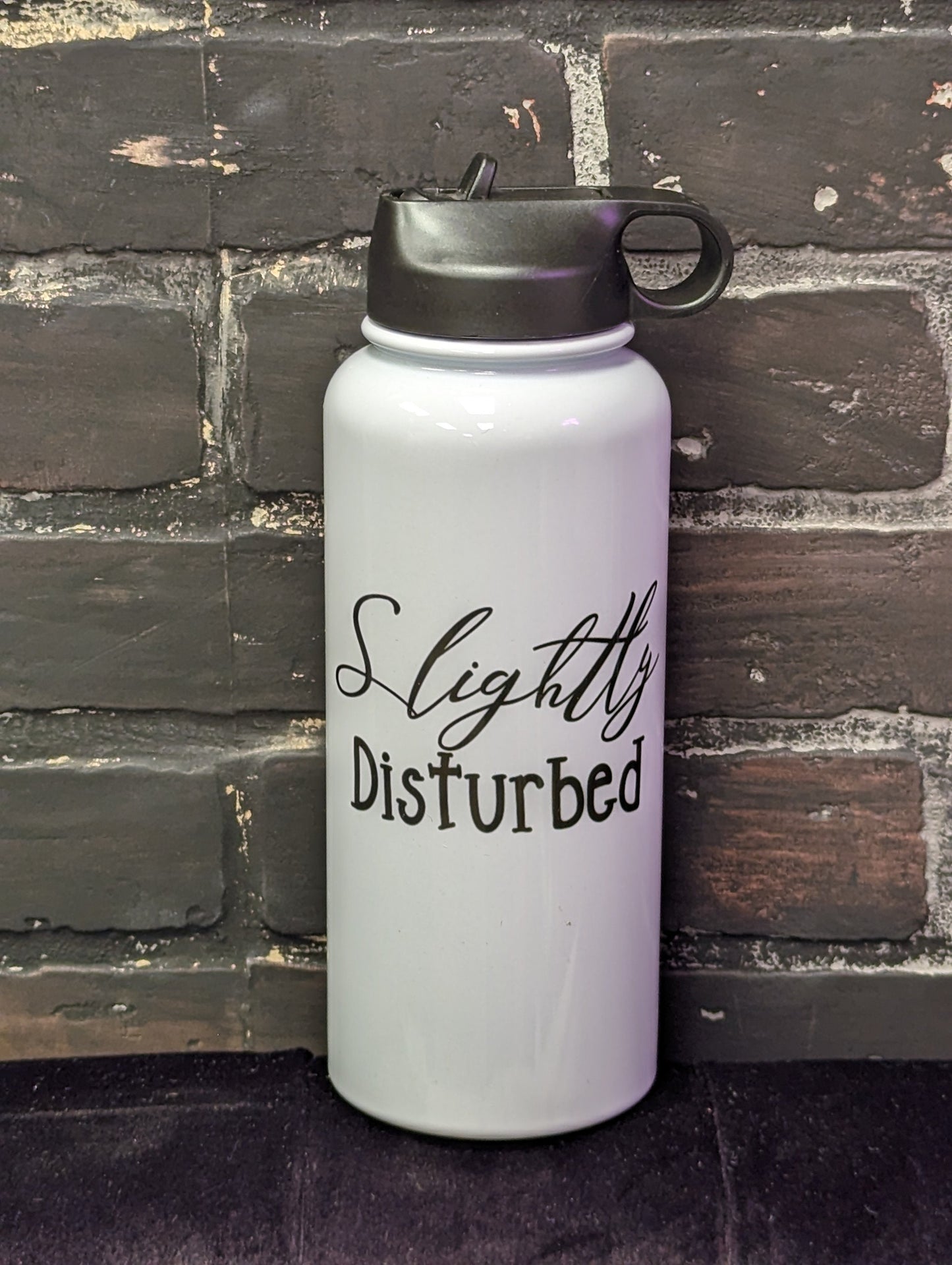 Slightly Disturbed, 32oz Sports Water Bottle with Lid