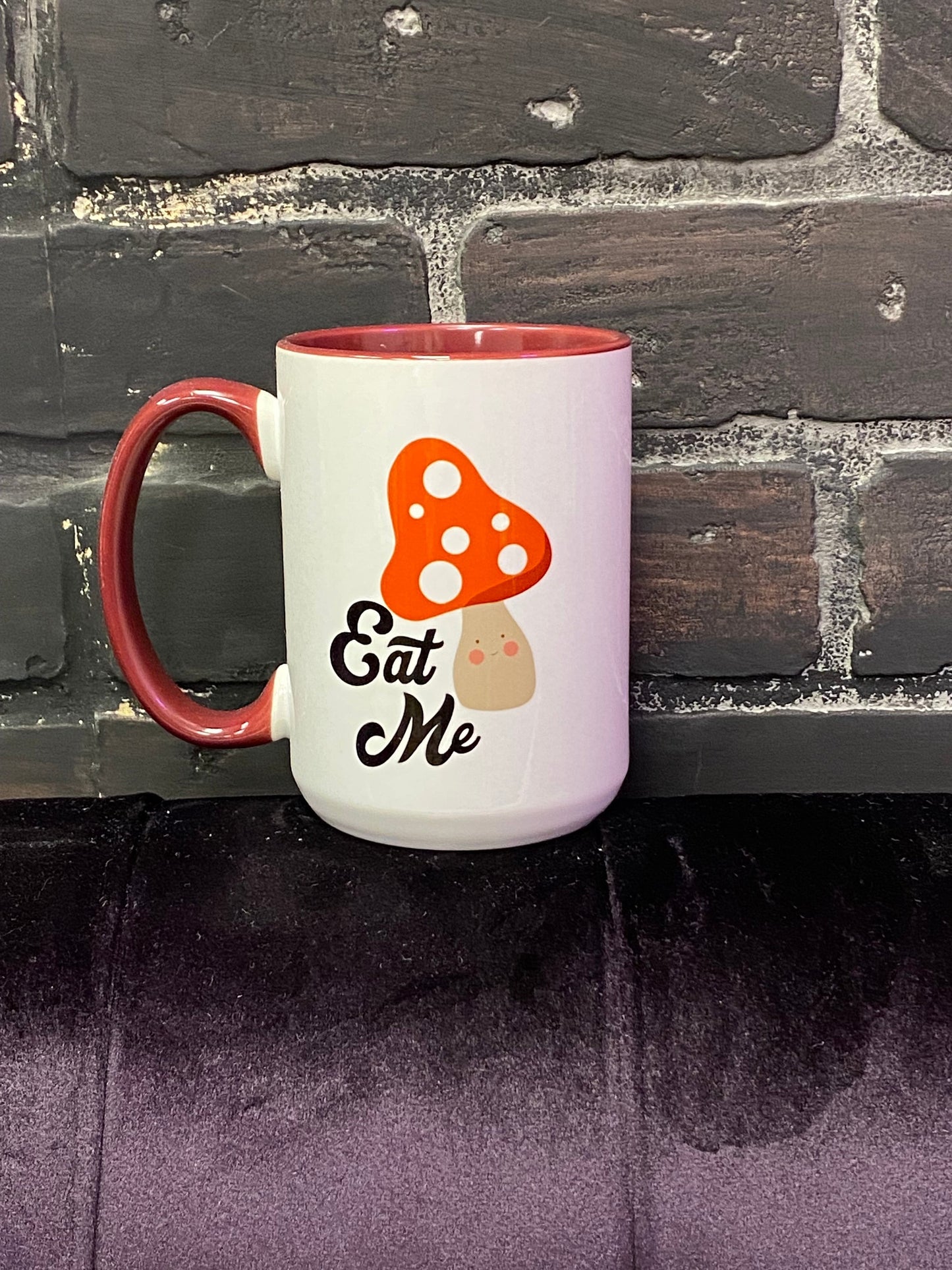 Eat me, Double sided Green inner & Handle 15oz dishwasher safe Coffee Mug