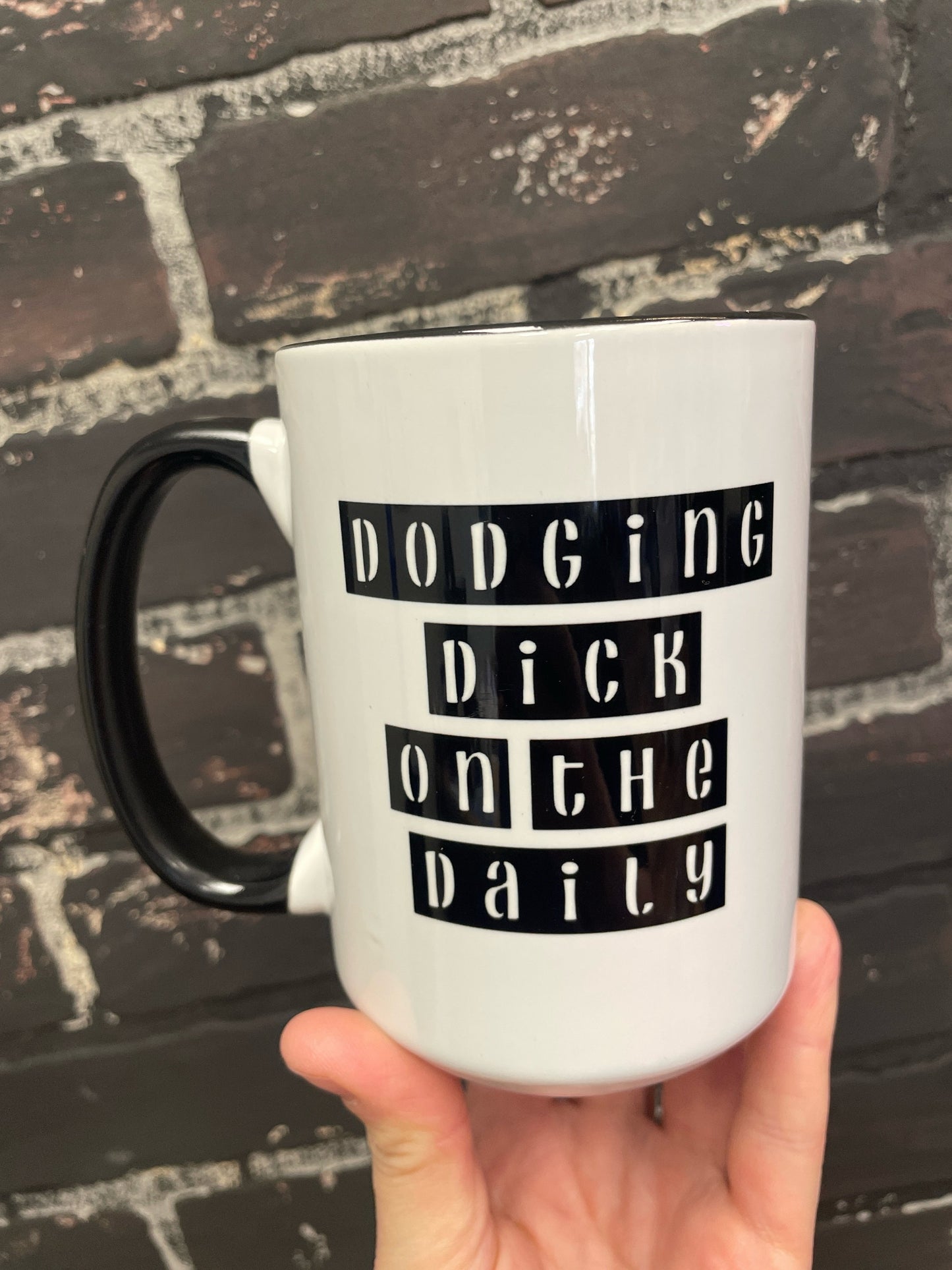 Dodging Dick on the Daily, Double sided 15oz dishwasher safe Coffee Mug