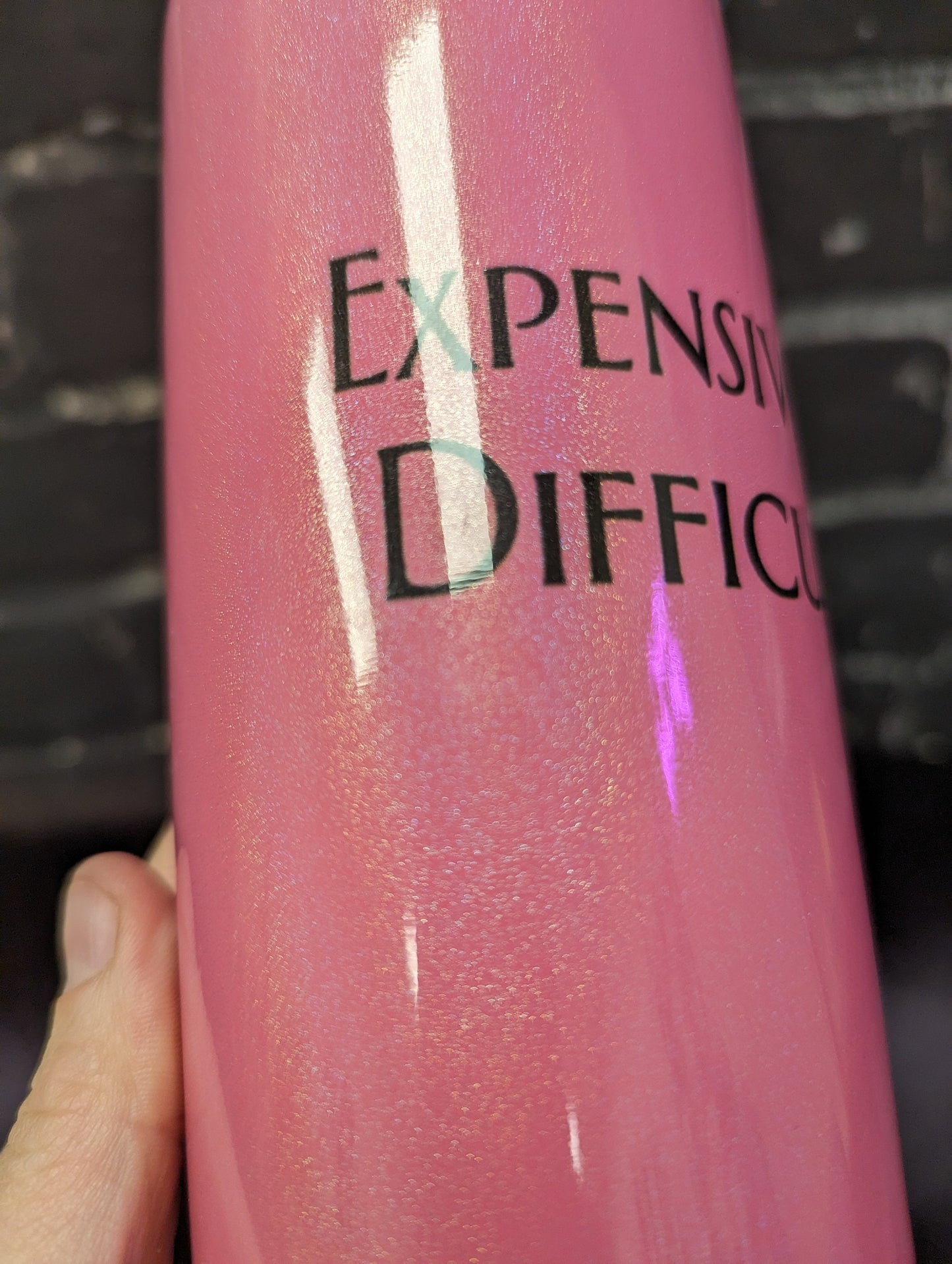 Expensive and Difficult, Pink Shimmer 20oz Travel Coffee Mug