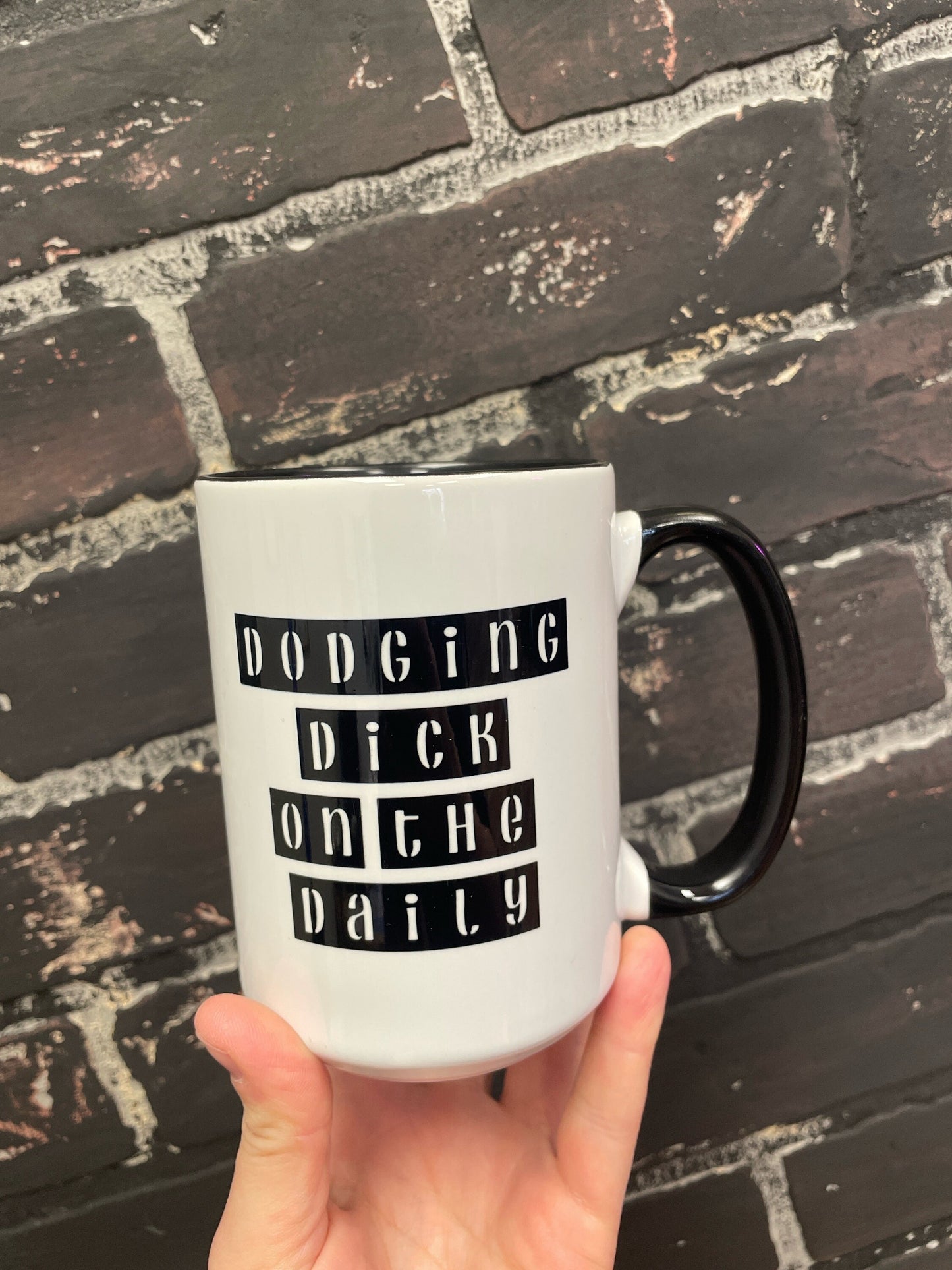 Dodging Dick on the Daily, Double sided 15oz dishwasher safe Coffee Mug