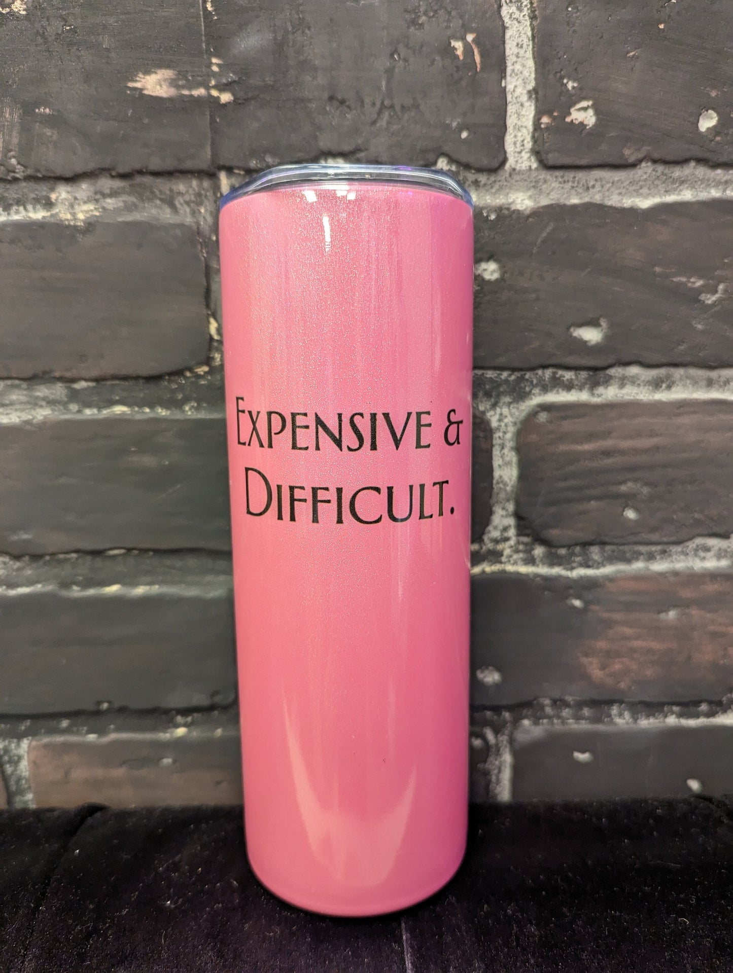 Expensive and Difficult, Pink Shimmer 20oz Travel Coffee Mug